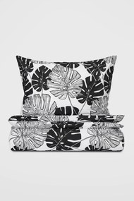 Lenjerie de pat din microfibră Harmony Monstera alb-negru 220x200 cm