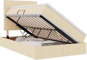 vidaXL Pat cu saltea și LED cu saltea Creme 120 x 200 cm Poliester