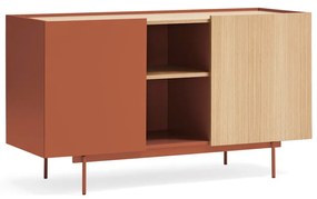 Comodă cărămiziu-natural joasă cu aspect de lemn de stejar 130x78 cm Otto – Teulat