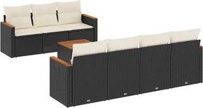 vidaXL Set mobilier de grădină cu perne, 8 piese, negru, poliratan
