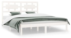 3107374 vidaXL Cadru de pat, alb, 200x200 cm, lemn masiv de pin