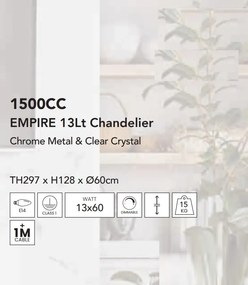 Lustra cristal casa scarii design LUX Empire 13L 1500CC SRT