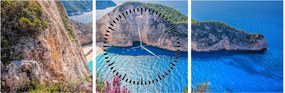 Tablou - Plaja Navagio, Grecia (cu ceas) (90x30 cm)