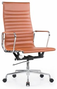 Scaun de birou ergonomic ,reglabil din piele ecologica si cadru din aluminiu ,culoare maro ,design modern și elegant ,calitate premium ,dimensiuni 530*590*1060-1150