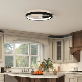 HOMCOM Lampă de tavan LED Modernă de 40W cu 2 Inele și Lumină Reglabilă, Negru | Aosom Romania