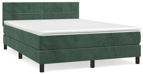 3141302 vidaXL Pat box spring cu saltea, verde închis, 140x190 cm, catifea