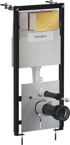 Set rezervor WC cu cadru Omnires StrongFrame si clapeta Minimal auriu lucios