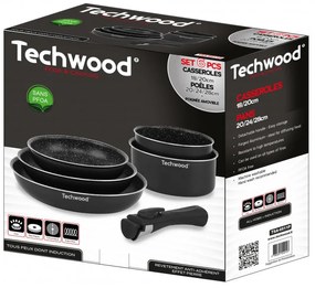 Resigilat: Set de oale și tigai Techwood TSA-6611P, 6 h, Maner detasabil, Acoperire antiaderenta, Fara PFOA, Inductie, Negru
