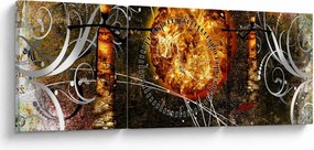 Tablou cu pictură epochală străveche (cu ceas) (90x30 cm)
