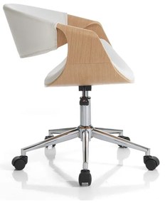 Scaun de birou alb-în culoare naturală din imitație de piele Visby – Tomasucci