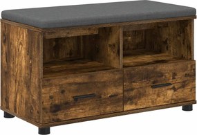 vidaXL Bancă pentru hol cu pernă cu raft Stejar Afumat 80 x 38 x 46 cm