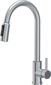 Baterie bucatarie cu dus extractibil Quadron Pop Cindy finisaj inox periat