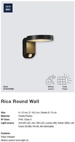 Aplica LED solara, cu senzor de miscare design modern, IP44 RICA ROUND 2118141003 NL