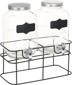 vidaXL Dozatoare de băuturi cu suport, 2 buc., 2 x 4 L, sticlă