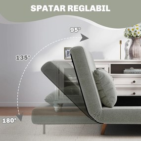 HOMCOM Canapea Extensibila cu 2 Locuri, Gri | Aosom Romania