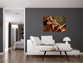Tablou cu femeia întinsă pe plajă (90x60 cm)