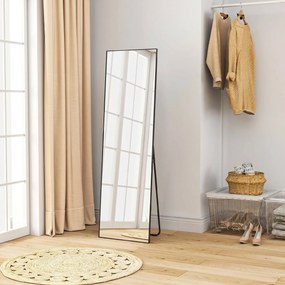 HOMCOM Oglindă Verticală din Metal, 50x2x161.5 cm, Negru | Aosom Romania