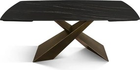 MIRABELLE-MASA BLAT ROTUNJIT CERAMICA NEGRU CU AURIU MAT EXTENSIBILA -PICIOR METALIC BRONZ 180 cm /90 cm
