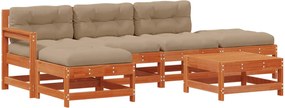 vidaXL Set de lounge pentru grădină 6 pcs Maro Ceară Lemn masiv de pin