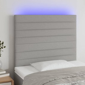 3122538 vidaXL Tăblie de pat cu LED, gri deschis, 80x5x118/128 cm, textil