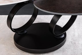 Masuta de cafea moderna cu doua blaturi rotative din ceramica DANCING RINGS 80-135cm