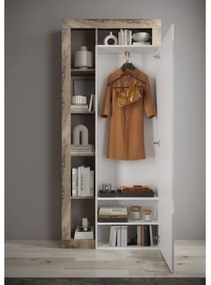 Dulap pentru haine LENOR 91x209 cm, alb/maro