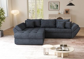 Colțar extensibil dumonde cu ladă de depozitare si sezut confortabil din spuma high-density, Loana Enjoy Antracit 270x185 cm