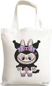 Sacosa de Panza pentru Cumparaturi, Geanta Tote, model Labubu 10 38 x 34.5 cm, Alba, BEKZ®