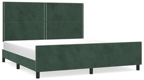 3125711 vidaXL Cadru de pat cu tăblie, verde închis, 180x200 cm, catifea