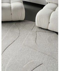 Covor gri deschis rotund din lână ø 120 cm Morphic Botanica – Agnella