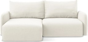 Colțar crem extensibil/cu spațiu de depozitare cu tapițerie din catifea (cu colț pe partea stângă/cu șezlong) Kalena – Makamii