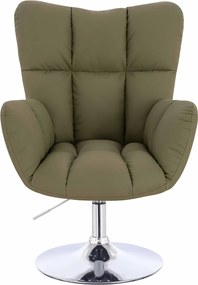 HR650N Scaun Khaki Piele Ecologica Premium Soft cu Bază Cromata