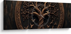 Tablou – Arborele vieții din lemn (cu ceas) (90x30 cm)