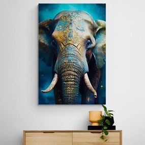 Tablou elefant albastru-auriu