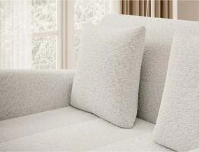 Canapea albă extensibilă/cu spațiu de depozitare cu tapițerie din țesătură bouclé 130 cm Ario – ELTAP