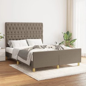 3125304 vidaXL Cadru de pat cu tăblie, gri taupe, 140x200 cm, textil