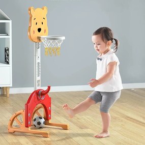 Set de joaca pentru copii 4 in 1 cu inaltime reglabila, portocaliu-galben