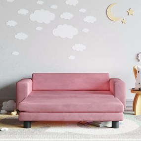 3196410 vidaXL Canapea pentru copii cu taburet roz 100x50x30 cm catifea