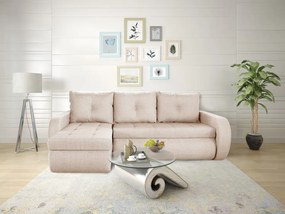 Coltar extensibil reversibil Genoa Lux Cream 243x141x81 cm cu lada de depozitare