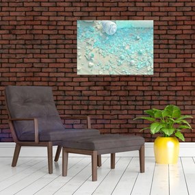 Tablou pe sticlă - Atmosfera de litoral în nuanțe turcoaz (70x50 cm)