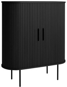 Dulap vinotecă negru cu aspect de lemn de stejar cu ușă glisantă 100x118x40 cm Nola – Unique Furniture