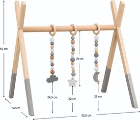 Bară de tracţiune din lemn Montessori, natural/gri, STARES