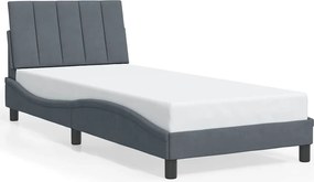 vidaXL Cadru de pat fără saltea, Hanko, gri închis, 90x200 cm, catifea