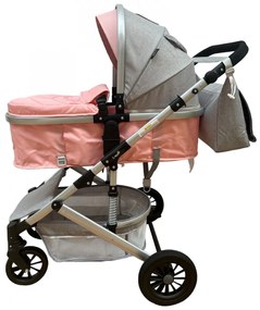 Carucior 2 in 1 pentru copii, cu maner reversibil si suspensii, 0-36 luni - CPC-31-roz