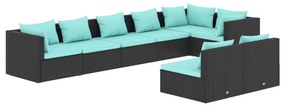 3102401 vidaXL Set mobilier de grădină cu perne, 8 piese, negru, poliratan