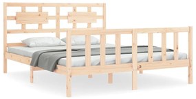 3192561 vidaXL Cadru de pat cu tăblie, king size, lemn masiv