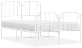 373951 vidaXL Cadru pat metalic cu tăblie de cap/picioare , alb, 120x190 cm