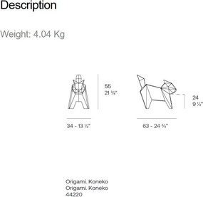 Decoratiune/ Statueta exterior sau interior Origami Koneko, mat