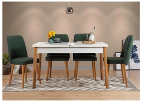 Set mobilier sufragerie Dobuse 3 (pin atlantic + alb + verde) (pentru 4 persoane). 1093798