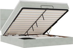 vidaXL Cadru de pat otoman cu saltele Gri deschis 200x200cm catifea